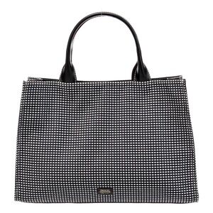 Frances Valentine Black & White Check Tote Bag with Black Leather Handles L/N